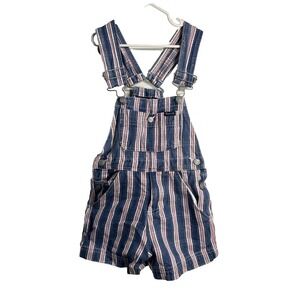 route 66 girls striped overalls shorts size 4 5 pink white blue